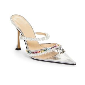 NEW Mach & Mach PVC Diamond of Elizabeth Mules size 39 Silver